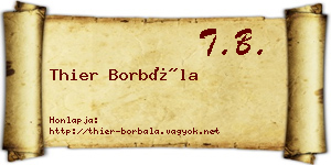 Thier Borbála névjegykártya